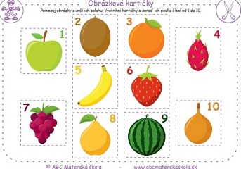 Kartičky Ovocie od 1 do 10