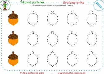 Grafomotorika - Obtiahni obrysy obrázkov po prerušovaných čiarach.