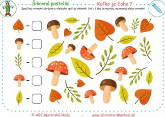 Koľko je čoho - Spočítaj rovnaké obrázky a urči, čoho je viac, menej alebo rovnako.