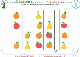 Poskladaj sudoku - Poskladaj sudoku podľa logickej postupnosti.
