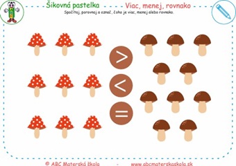 Viac, menej, rovnako  - Spočítaj a označ, čoho je viac, menej alebo rovnako.