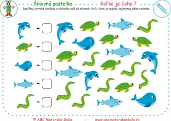 Koľko je čoho - Spočítaj rovnaké obrázky a urči, čoho je viac, menej alebo rovnako.