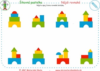 Nájdi rovnaké - Nájdi a spoj čiarou rovnaké obrázky.