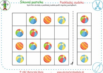 Poskladaj sudoku - Vystrihni obrázky a poskladaj sudoku podľa logickej postupnosti.