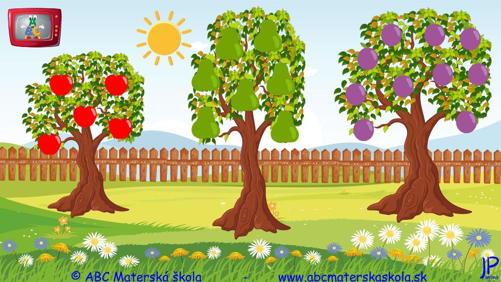 Tri  ovocné stromy